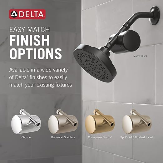 Delta Faucet 5-Setting Shower Head Matte Black with Clarifi Standard Shower Filter Attachment with Filter