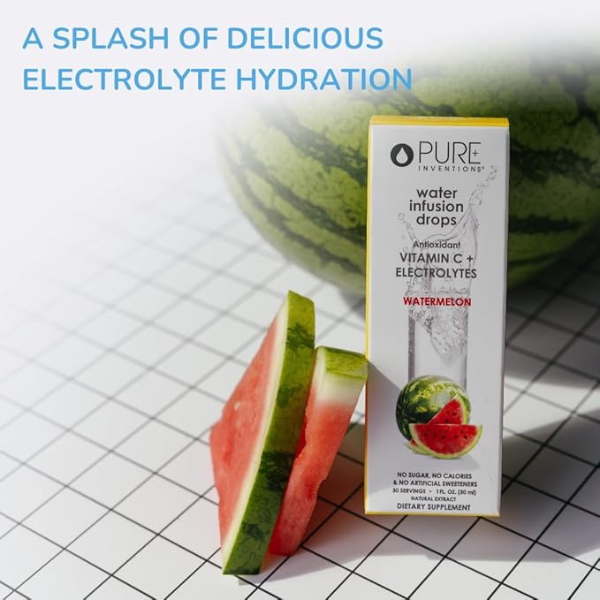 Pure Inventions - Watermelon Water Infusion Drops - Antioxidants, Vitamin C & Electrolytes - Health & Wellness Drink - Immunity Support -Sugar Free, Zero Calorie, No Artificial Sweeteners -30 Servings