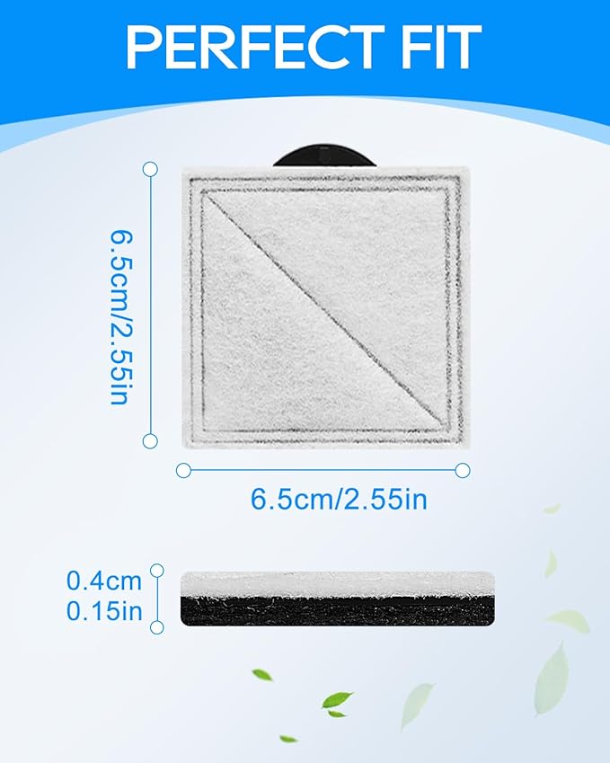 10 Pack Pet Fountain Filters Replacement Compatible with PetSafe Outlast Pumpless Fountains, Fit for Viva Cat Water Fountain Stainless Steel