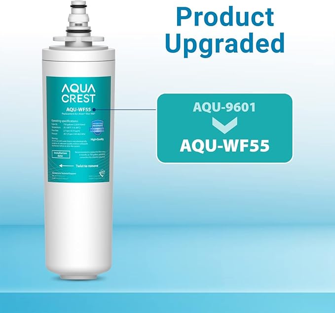 AQUACREST 9601 Water Filter, Model No.AQU-WF55. Replacement for Moen 9601 ChoiceFlo 9600, 9602, 9500, 9501, 9502, Fits F87400, F7400, F87200, 77200, CAF87254, S5500 Series of Moen Faucets (Pack of 2)