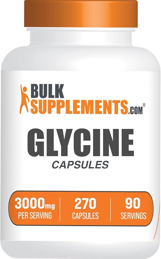 BulkSupplements.com Glycine Capsules - Glycine Supplements, Amino Acid Supplement - Gluten Free, 3 Capsules per Serving (3000mg), 270 Count (Pack of 1)