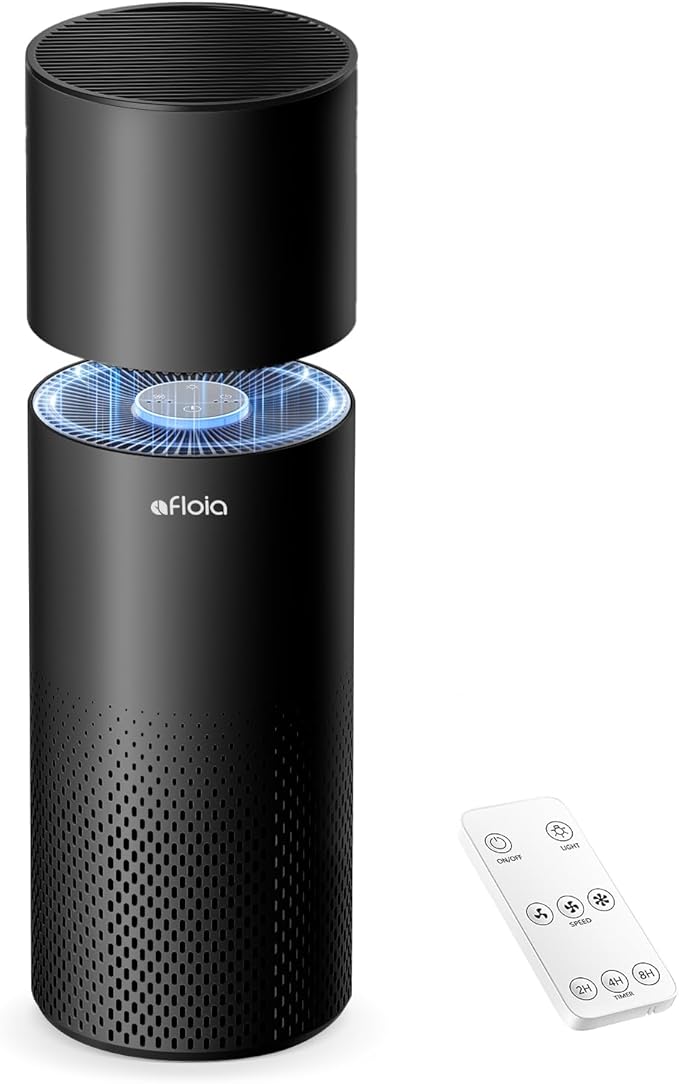 Afloia Humidifier and Air Purifier in One, Air Purifier and Evaporative Humidifier Combo for Home, 24dB Quiet Air Cleaner Remove Pets Dust Dander Hair Allergy Pollen Smoke Smell for Room, Black