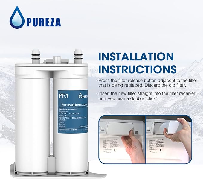 Pureza WF2CB Water Filter - Compatible with Pure Source 2 Water Filter, WF2CB, NGFC2000, FC100, Kenmore 469911, 469916, 2 Pack