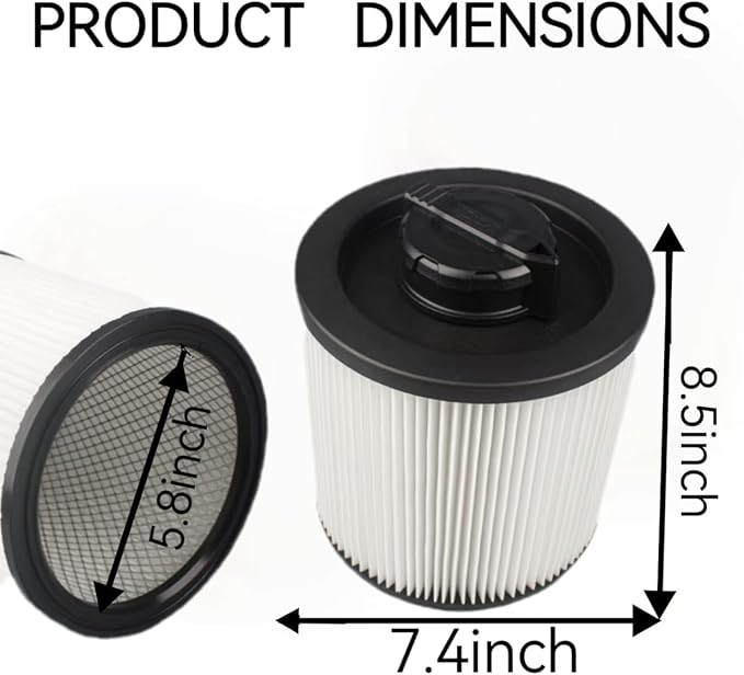 2 Pack DXVC6910 Cartridge Filter for vacuum filter replacement DEWALT Vacuum Cleaners 6-16 Gallo, wet/dry vac filter Compatible With DeWalt DXV10P DXV10PL DXV10SA DXV12P DXV09P DXV14P DXV16P DXV06P