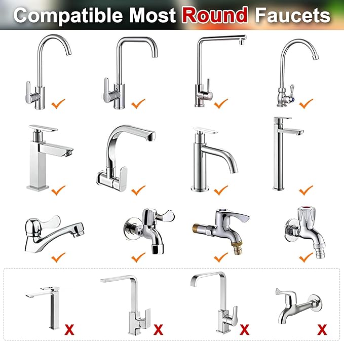 3 Pack Sink Water Filter Faucet, Universal 360 ° Rotating Kitchen Faucet Water Purifier, Bathroom Faucet Filter Removes Chlorine Fluoride Hard Water for Home Kitchen & Bathroom