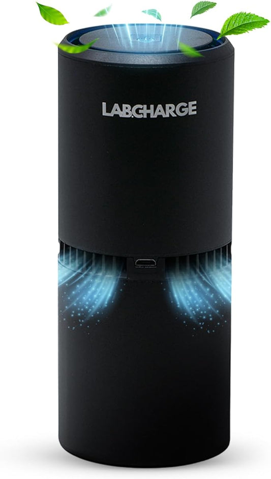 LabCharge Compact Air Purifier - Covers 250 Sq Ft - Ideal for Bedroom or Dorm Room - Silent HEPA Filter Captures Dust and Pollutants - Portable, Mini Air Purifier for Small Spaces