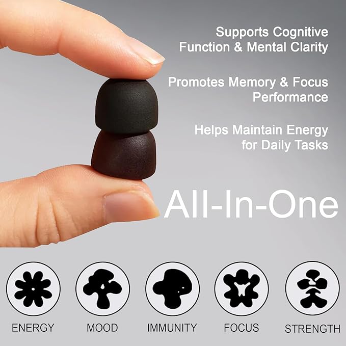 Super Mushroom Daily Gummies - Chaga, Lions Mane, Reishi, Cordyceps Mushroom Supplement Gummy - 60 Gummies (1)