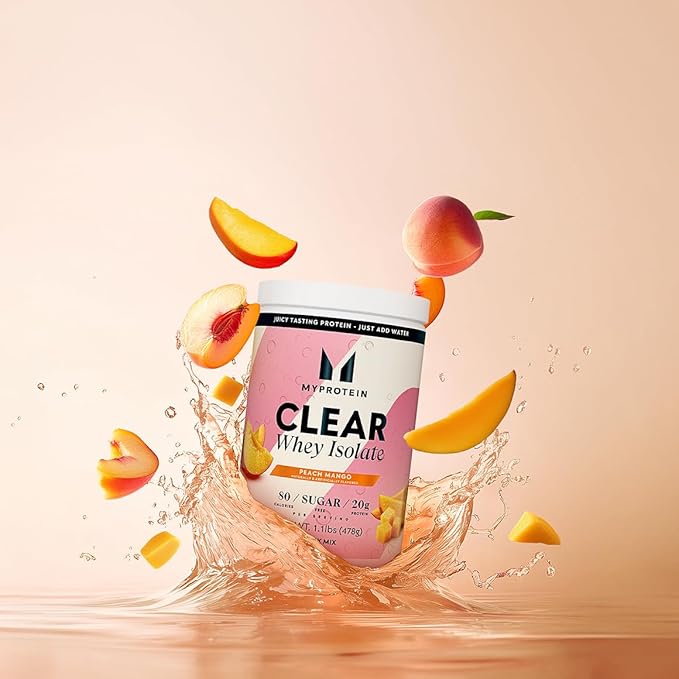 Myprotein Clear Whey Isolate Protein Powder, 1.1 Lb (20 Servings) Peach Mango, 20g Protein per Serving, Naturally Flavored Drink Mix, Daily Protein Intake for Superior Performance