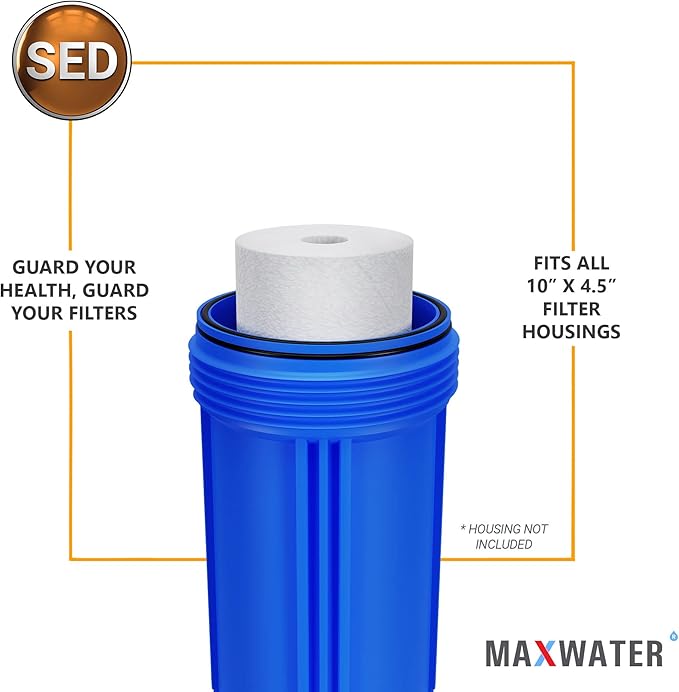 10BB PP Sediment Replacement Water Filter Whole House 1, 5 or 10 Micron 4.5" x 10" Cartridges Compatible with any 10" BB Filter Housings or Whole House Systems (2 Count, 5 Micron)