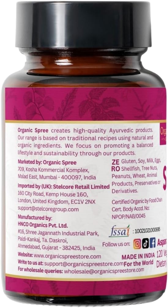 Shatavari 120 Tablets | Asparagus Racemosus (Shatavari) | USDA Organic Certified | Supports Women’s Health and Immune System | Organic and Natural 120tab - Pack of 2