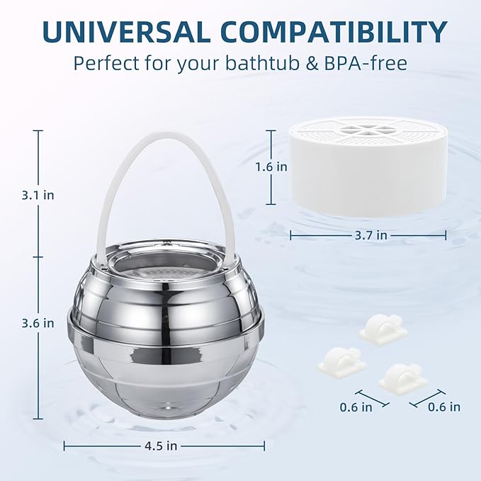 Bath Water Filter, Bathtub Water Filter, Bath Filter for Tub，Bath WaterFilter for Tub Faucet - BPA Free - Grey