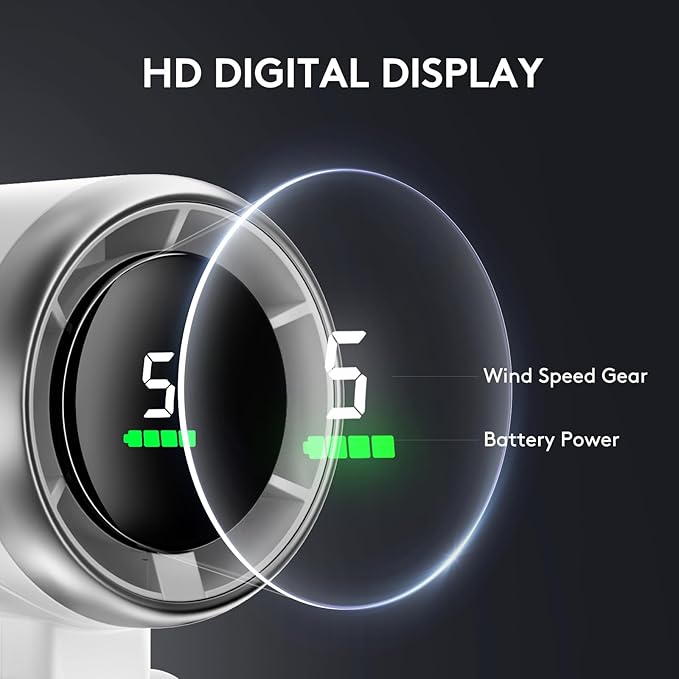 Foldable Handheld Fan, Portable Strong Winds Rechargeable 10000mAh Mini Turbo Fan, Digital Display, 5 Speed Adjustable Personal Small Pocket, Gifts for Women Men Travel Camp Outdoor Office