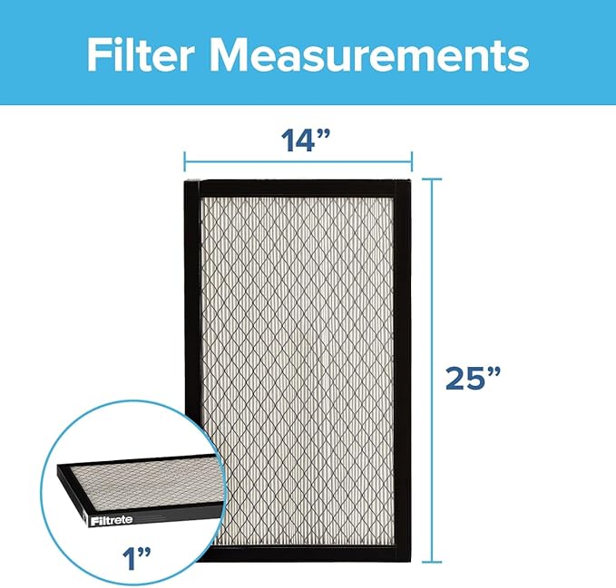Filtrete 14x25x1 Air Filter, MPR 2800, MERV 14, Healthy Living Ultrafine Particle Reduction 3-Month Pleated 1-Inch Air Filters, 2 Filters