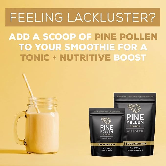 Surthrival: Pine Pollen Powder (8 oz), Wild Harvested, Energy & Endurance Restoration