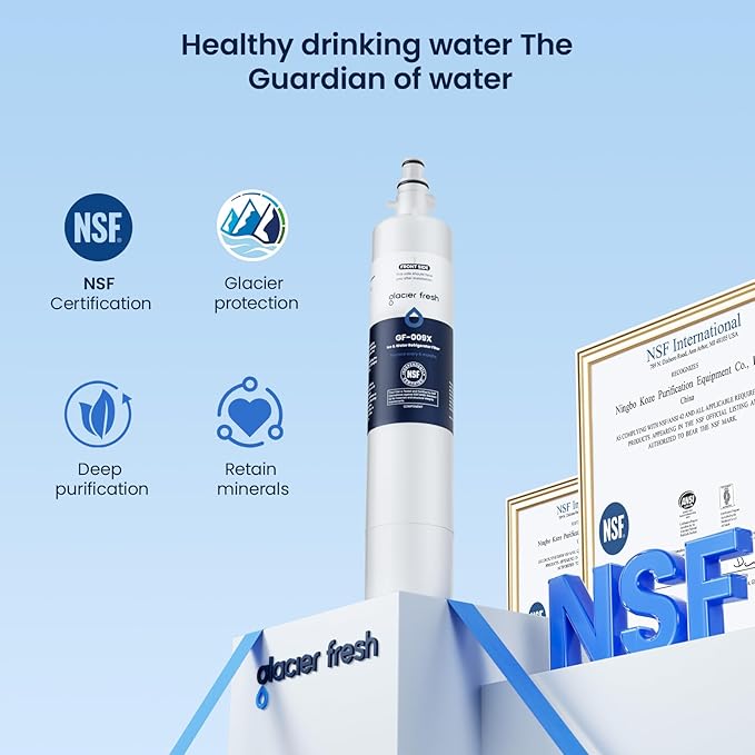 GLACIER FRESH Replacement for RPWFE, RPWF (Built-in CHIP) Refrigerator Water Filter, Compatible with GFE28GYNFS, GFE28GELDS, PFE28KELDS, PFE28KYNFS, GFD28GELDS, PWE23KELDS, PWE23KMKES, 1 Pack
