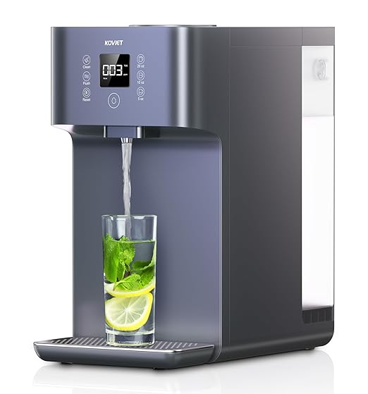 CF01 Reverse Osmosis Countertop Water Filter, 8 Stage Nano RO Water Filtration System, Home Water Purifier, 4:1 Pure to Drain Ratio, No Installation Required, Grey