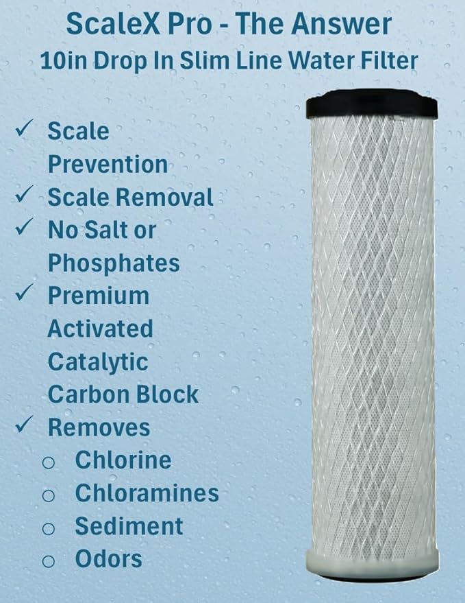 The Answer - 10" Drop In Slim Line Water Filter, High Capacity (up to 6000 gals), Removes Scale, Chlorine, Chloramines, Odors, Fits Traditional10in Drop In Slim Line Systems (SXP-1026)
