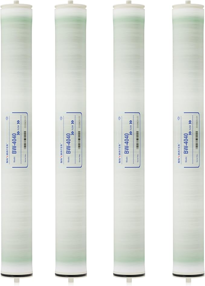 Max Water Brackish Water RO Membrane Element-BW-4040 2400 GPD, Commercial Reverse Osmosis size 4" x 40" good for Industrial, Municipal, Waste Water Re-Use, Car Wash, Whole House etc. (Pack of 4)