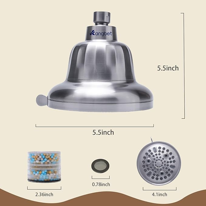 High Pressure Filtered Shower Head - Shower Head with Filter | Shower Filter Head Reduce Impurities for Healthier Scalp, Reduce Hair Shedding,Soothe Dry Skin-Nickel