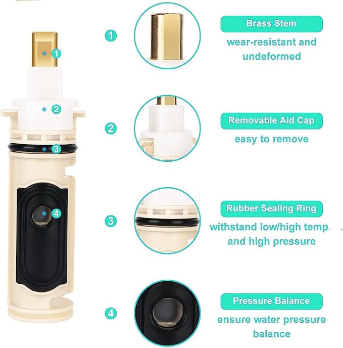 1222 Replacement Cartridge Compatible with moen 1222 Shower Valve Cartridge, 1222 Replacement Cartridge Compatible with moen Posi-Temp Faucets And Tub Shower