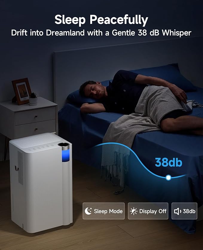 2500 Sq.Ft Dehumidifier for Basement with Drain Hose, 34 Pints Dehumidifiers for Home Large Room Bathroom Bedroom,3 Modes, Adjustable Humidity Control, Timer, Auto Defrost, Sleep Mode