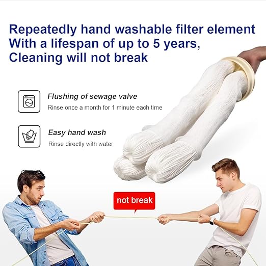 Under Sink Water Filter Reduces 99.99% of Contaminants Larger Than 0.01μm, 4.4GPM / 26,417 Gal, Reusable Ultra Filtration Membrane with 3-5 Year Lifespan for Well & City Water- UF2