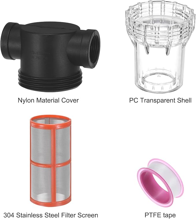 3-Pack Water Pump Strainer with 200 Mesh Stainless Steel Filter Screen, 3/4 Inch Pipeline Filter for Garden Hose Outdoor RV Water Tank Pressure Washer Inlet [Black]