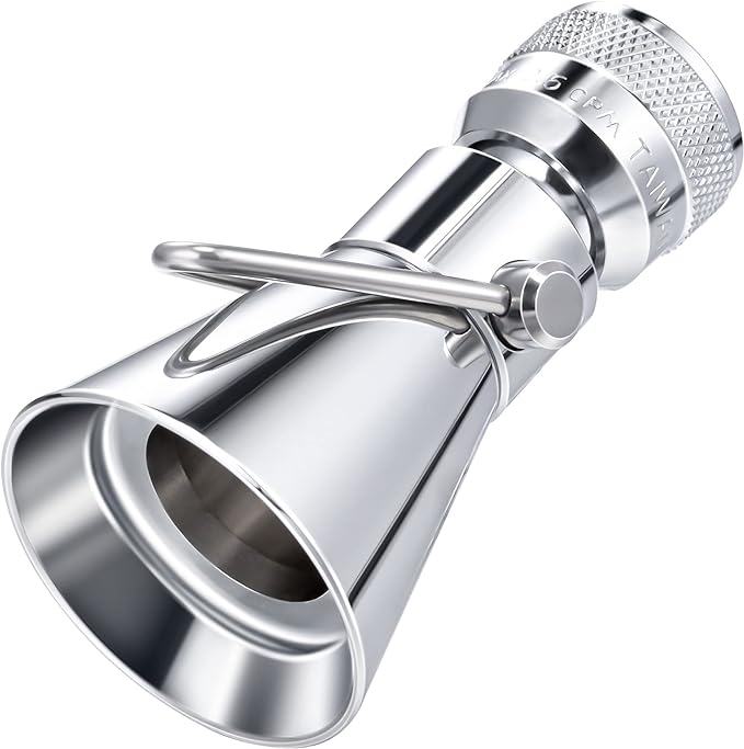 Enhon 2 Setting Pivoting Single Spray Shower Head with Shut Off Valve, Replacement for 52650-PK Compatible with Delta Shower, 2.5 GPM Brass Water Saving Shower Head 1 5/8" Diameter Spray Face(1 Pack)