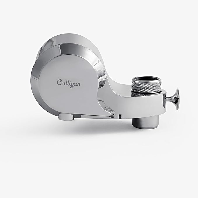 Culligan CULFMCH Faucet Mount Water Filter - Chrome Water Filter for Sink Faucet Reduces Microplastics & Reduces Chlorine, Easy Installation Filtration System for Clean Tap Drinking