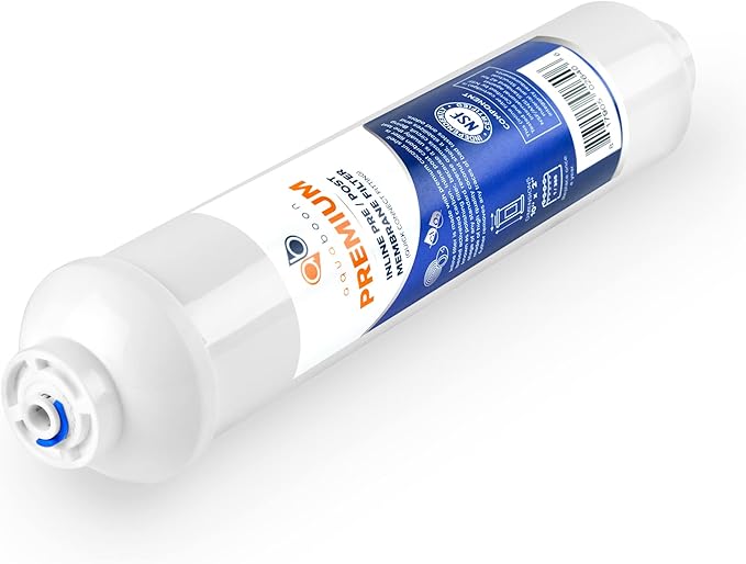 Aquaboon Premium Inline Post/Carbon Polishing Water Filter Catridge for Reverse Osmosis System Standard Size (Quick Connect Fiting) RO Water Filter Replacement Compatible with ICF-10 4-Pack