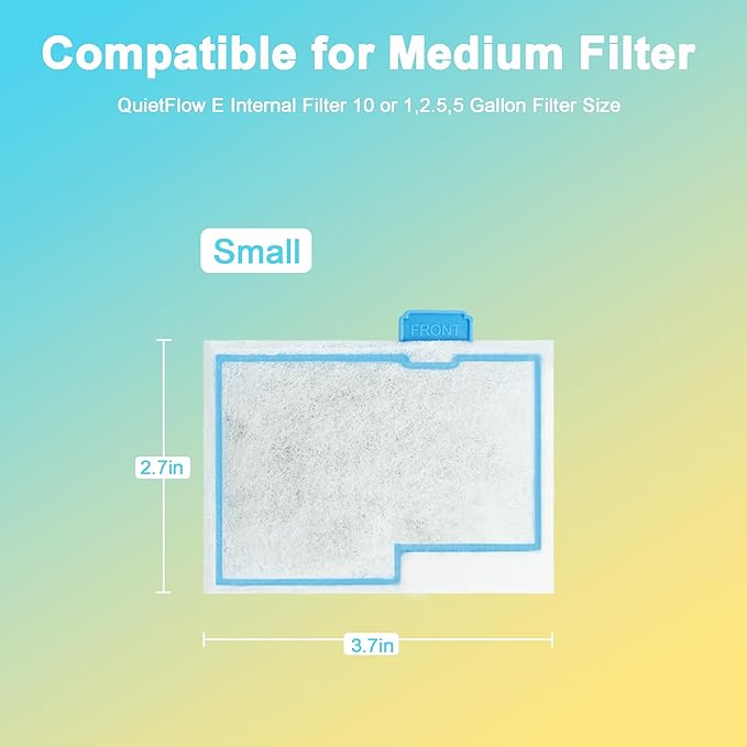 16 Pack Small Filter Cartridge Compatible with Aqueon, Aquarium Fish Tank Filter Cartridges Replacement for QuietFlow E Internal Power Filter Size 10 and Minibow Aquarium Filters Size 1/2.5/5 Gallon
