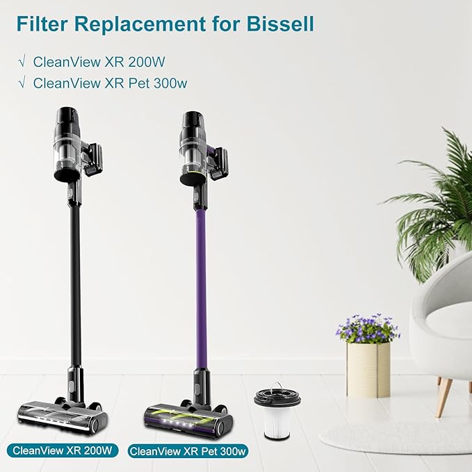 2 Pack Replacement Filter Compatible with BISSELL CleanView XR Lightweight Cordless Vacuum, for Bissell CleanView XR/XR pet Lightweight Cordless Vacuum - Filter, Washable and Reusable