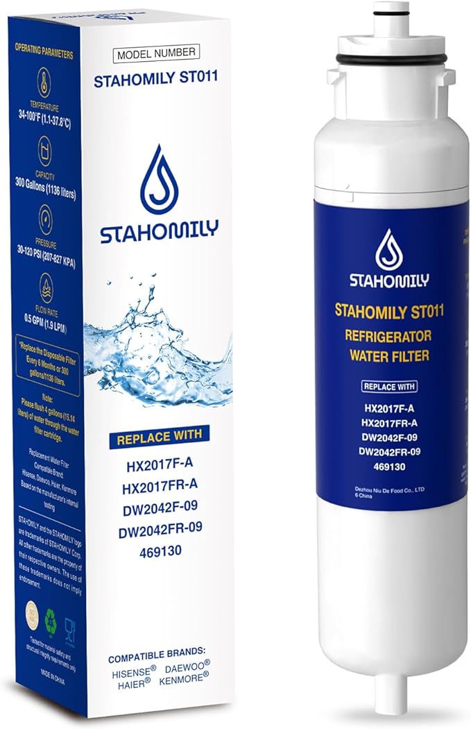 HX2017FR-A Water Filter Replacement for Hisense Water Filter, Compatible with Hisense HX2017F-A, HRF266N6CSE, HRF266N6CSE1, HRF209N6CSE, HRF254N6DSE, Daewoo DW2042FR, DW2042FR-09, 1 Pack