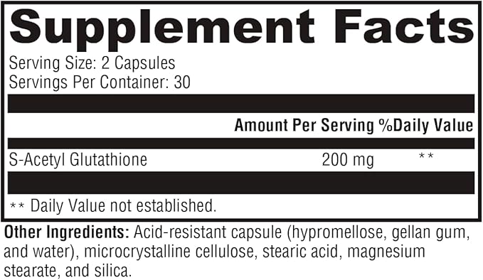 XYMOGEN S Acetyl Glutathione - Superior Absorption Acetylated Glutathione Supplement with Stomach Acid-Resistant Capsules - Healthy Aging, Cellular, Antioxidant + Immune Support (60 Capsules)