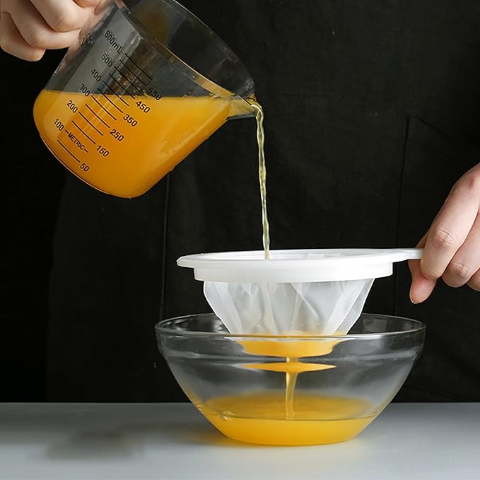 2 Pack Fine Nylon Mesh Strainer,Reusable Mesh Filter Bags for Filter NutMilk, Coffee, Milk, Butter, Juices and Fresh Cheese (300 Mesh)