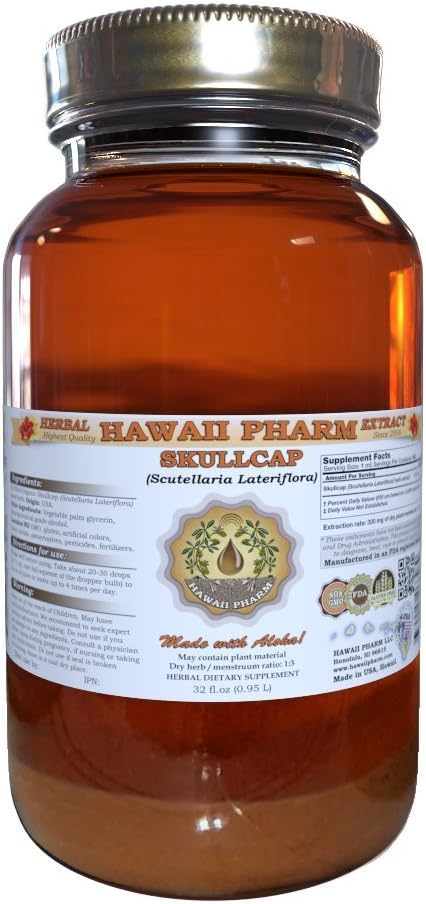 Hawaii Pharm Skullcap (Scutellaria lateriflora) Liquid Extract 32 fl.oz