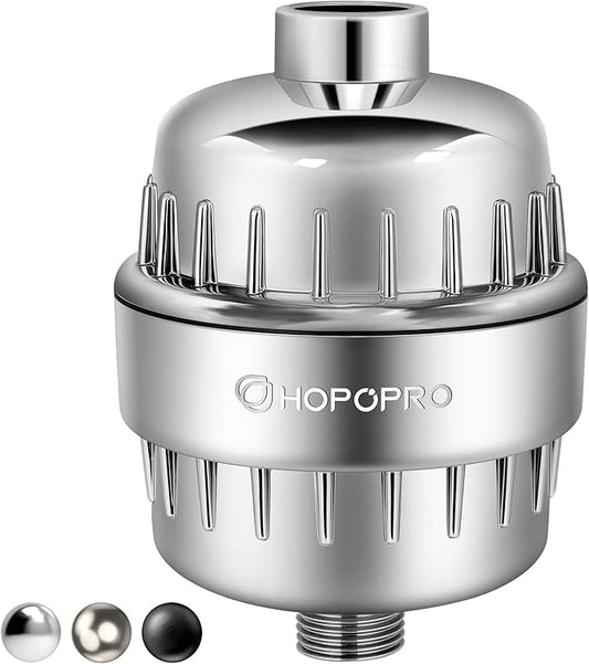 HOPOPRO 18-Stage Shower Head Filter, NBC News Recommended Brand, High Output Universal Shower Water Filter Hard Water Filter Water Softener Showerhead Filter Remove Chlorine for Better Skin & Hair