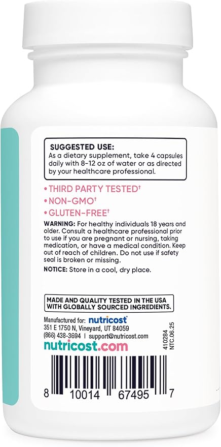 Nutricost Myo Inositol & D-Chiro Inositol for Women 2000mg, 120 Capsules, 2000mg Myo & 50mg D-Chiro Per Serving, 30 Servings, Vegetarian Friendly, Non-GMO & Gluten Free