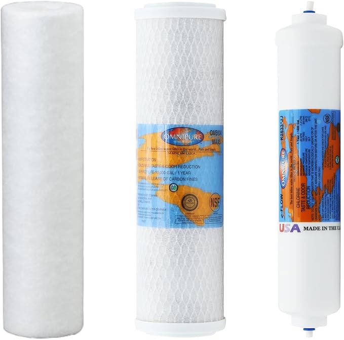 PureValue 4EZ50 Water Filter Replacement Kit - Reverse Osmosis Membrane Not Included, One-Year Bundle for PureValue RO System, Carbon, Sediment Water Filters, GAC Under Sink Filter, Made in USA