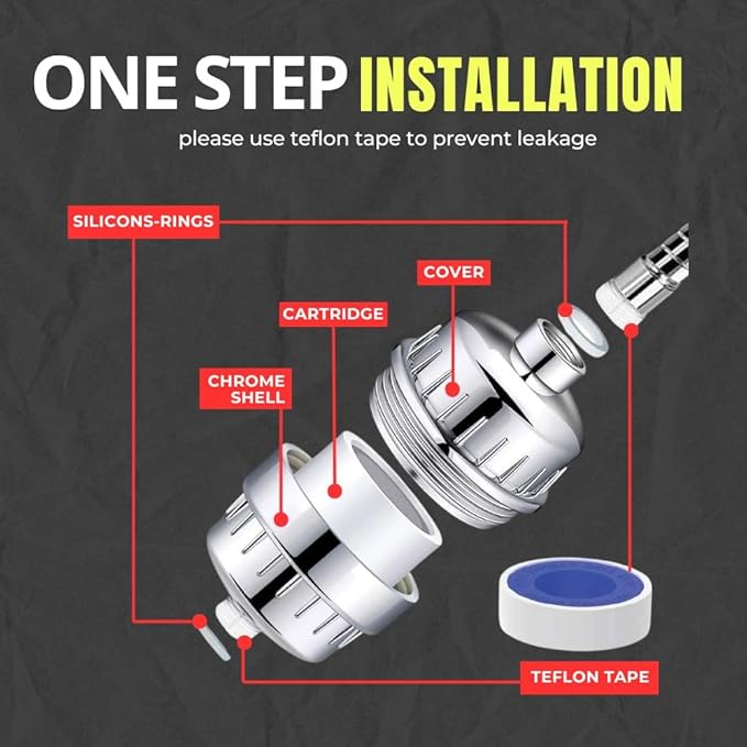 Bath Beyond Shower Filter Vitamin C 15 Stage High Output Water Filter With cartridge for Hard Water - Shower Head Filter Removes Chlorine Fluoride and Improves The Condition of Your Skin, Hair