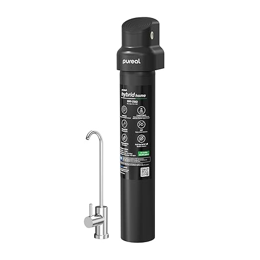 Pureal Hybrid Home PPU-1700D Under Sink Water Filter System with Faucet, 20K Gallons, NSF/ANSI 42&372, Mineral Sediment Carbon Block KDF Polyphosphate Filter for Scale & Lead & Chlorine