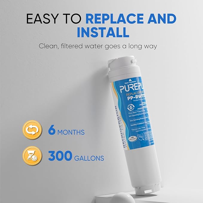 PUREPLUS 9000194412 Refrigerator Water Filter Replacement for Bosch Ultra Clarity BORPLFTR10, REPLFLTR10, 644845, B26FT70SNS, B22CS30SNS, B22CS80SNS, B22CS50SNS, Haier 0060820860, 3PACK