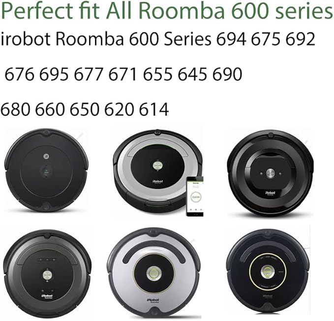 Replacement Parts Compatible for irobot Roomba 600 Series 694 695 677 671 690 680 660 650 620 614 595 585 564,2 Bristle & Beater Brushes, 6 Filters, 6 Side Brushes 1 Caster Wheel