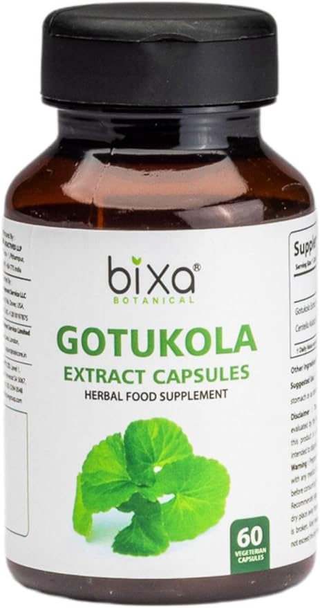 bixa BOTANICAL Ayurvedic Natural Herbal Supplement Gotu Kola (Centella Asiatica) Pure Authentic Premium Quality | Improve Overall Health (60 Count (Pack of 1), Gotu Kola Extract Capsules)