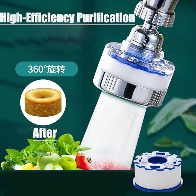 21Pcs Sink Water Filter Faucet With Cartridges, Universal 360 ° Rotating Kitchen Faucet Water Filter Removes Fluoride Heavy Metals Hard Water Compatible with most Bathroom/Kitchen/Laundry Sink Faucets
