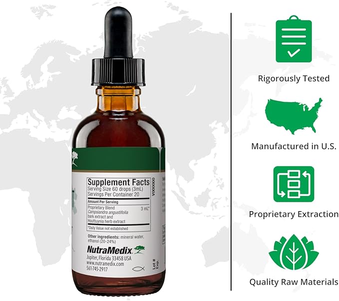 Nutramedix Nutra BRT - Liquid Herbal Supplement for Gut Health & Immune Support - Cumanda Bark & Houttuynia Leaf for Digestive Health - Immune System Booster Supplement (60mL)