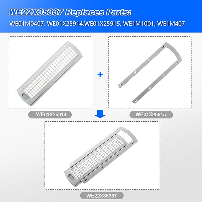 WE22X35337 Washer Dryer Lint Screen Filter丨Dryer Lint Filter Slide Guide丨washer dryer lint screen cover grid Compatible with GE Washer Dryer