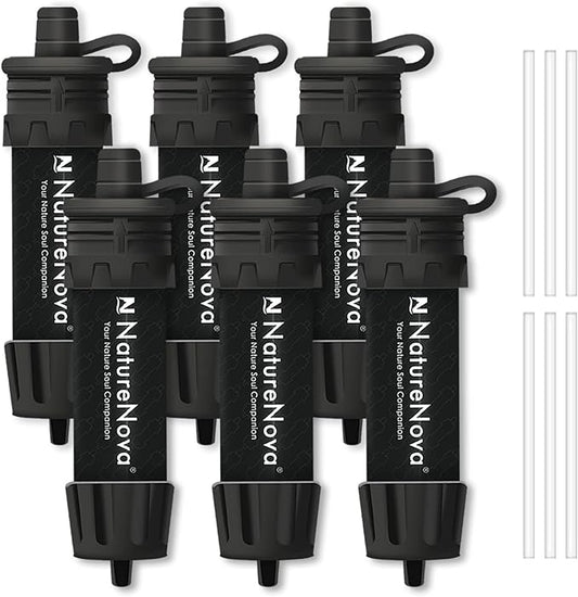 Mini Water Filter NatureNova Portable Emergency Water Filtration System Hiking Camping Straw Survival Gear Emergency Preparedness