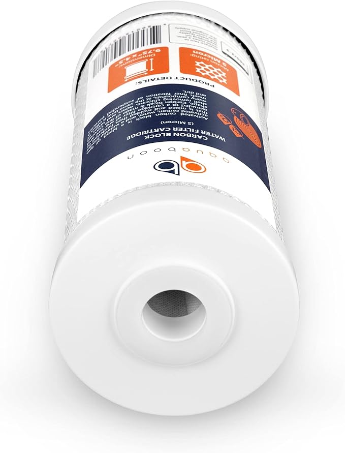 Aquaboon 5 Micron 10x4.5 Carbon Block Water Filters Whole House CTO Water Filter Replacement Cartridge Compatible with FXHTC, CB-BB-10, EP-BB, 2-Pack