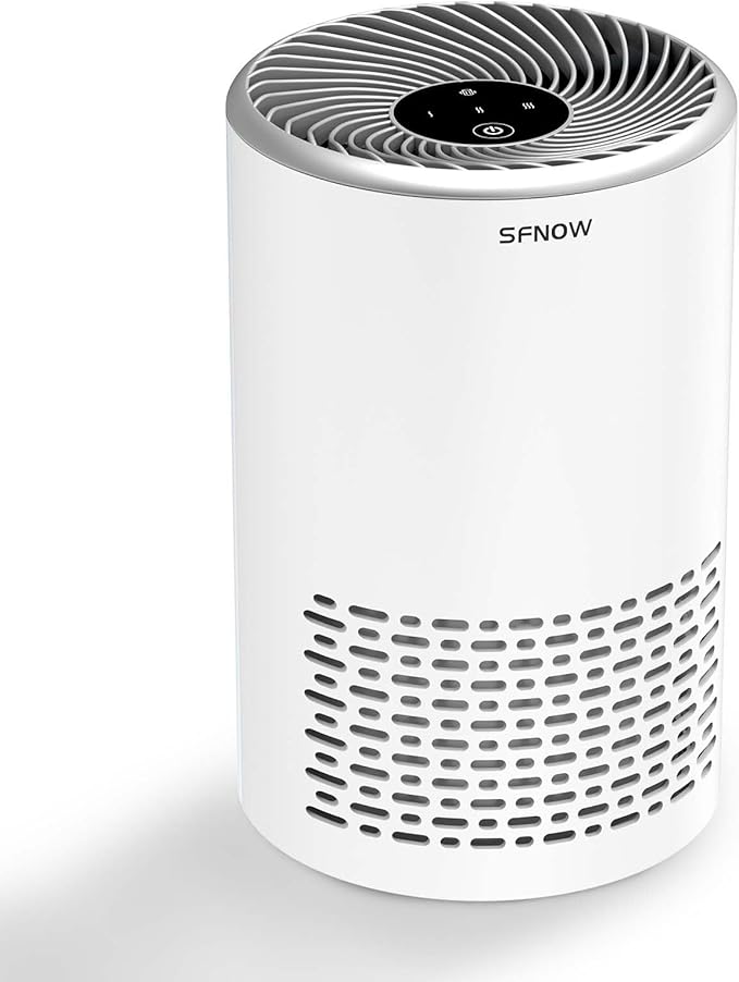 Air Purifiers For Bedroom - Portable Air Purifier Covers Up to 215 ft² Remove Smoke Pollen Dander Hair Smell, with Sleep Mode Speed Control For Home Office Living Room Drom, SAP200C, White